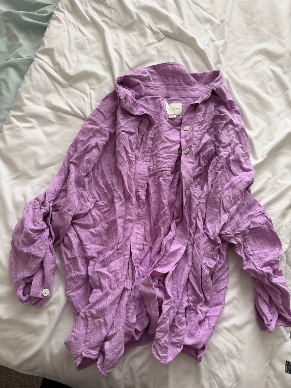 American Eagle Outfitters Lavender Button-Down Shirt Jacket